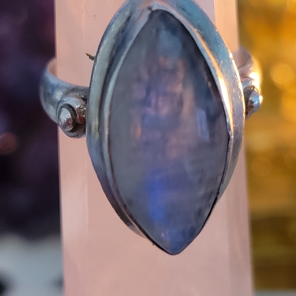 Rainbow Moonstone Ring .925 Size 7 - Picture 2 of 5